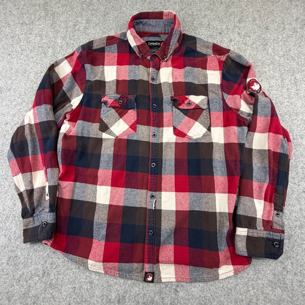Canada Weather Gear Mens Red Plaid Flannel Button Down Shirt CW6024 Large